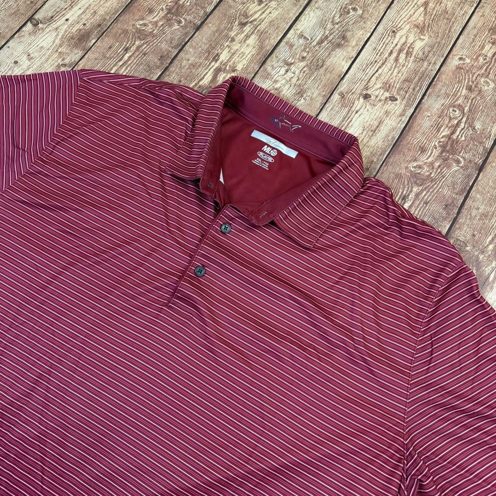 Greg Norman ML75 Play Dry Polo Shirt Mens XXL 2XL Maroon Striped Golf